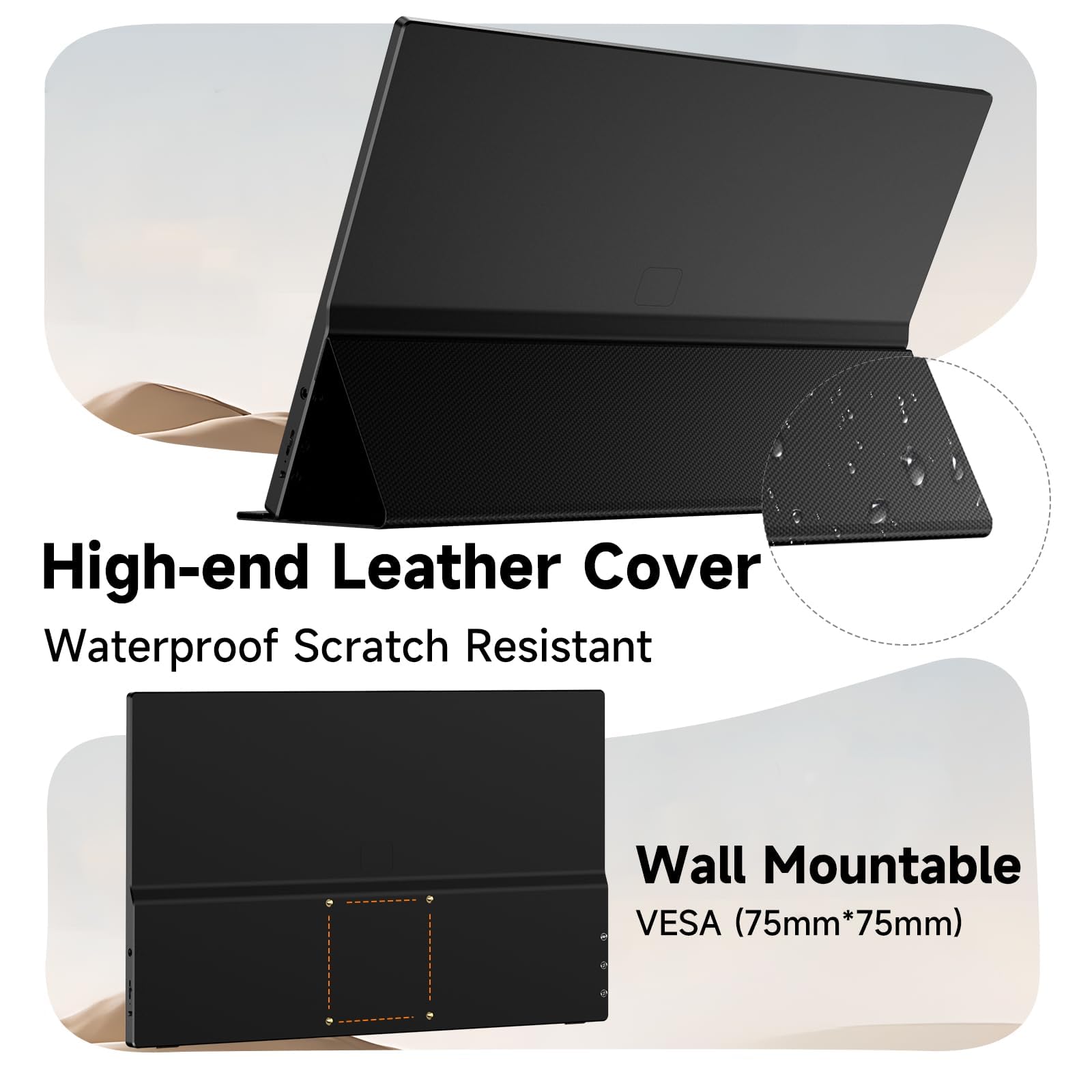 AYY 15.6 Inch Portable Monitor 1080P FHD USB-C HDMI External Display for Laptop Phone MAC PS5 Switch Xbox, Ultra-Slim 100% sRGB Portable Second Screen with Dual Speakers & Smart Cover, IPS, Black