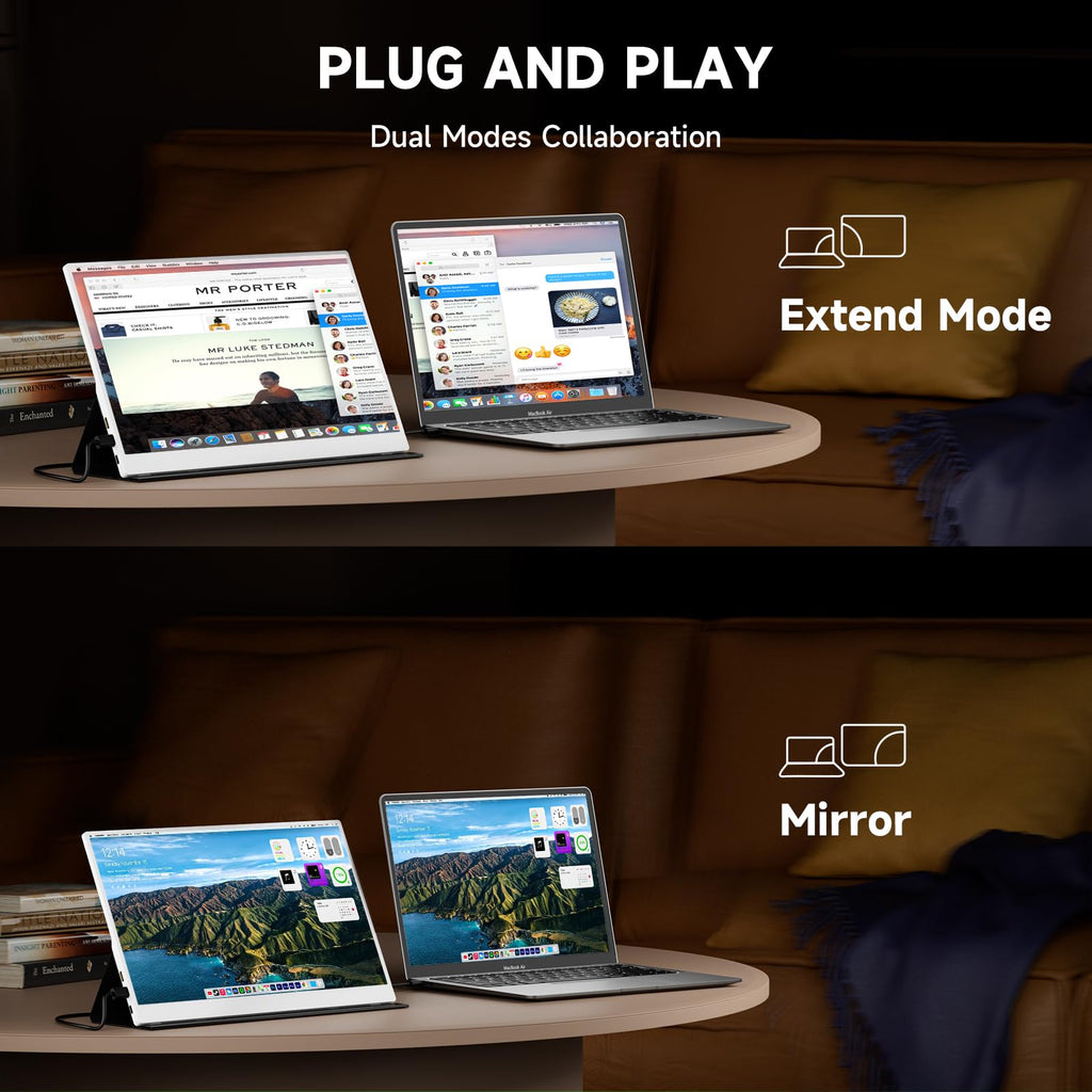 AYY Portable Monitor 15.6inch 1080P FHD - USB-C/HDMI Computer Display, HDR IPS Gaming Monitor Compatible with Laptop PC MAC Phone PS4 Xbox Switch, w/Smart Cover, Dual Speakers - White