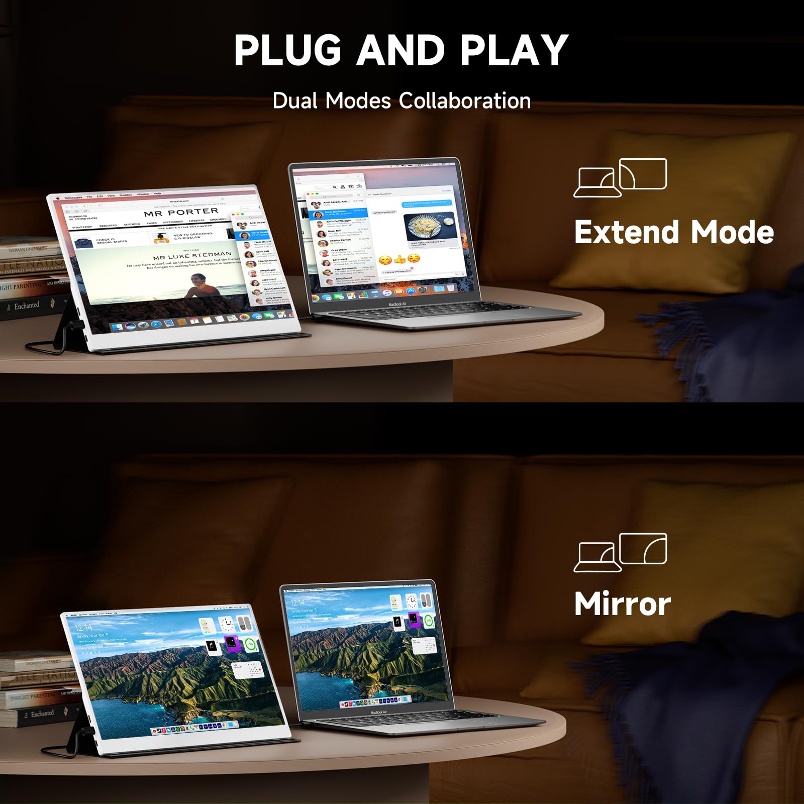 AYY Portable Monitor 15.6inch 1080P FHD - USB-C/HDMI Computer Display, HDR IPS Gaming Monitor Compatible with Laptop PC MAC Phone PS4 Xbox Switch, w/Smart Cover, Dual Speakers - White