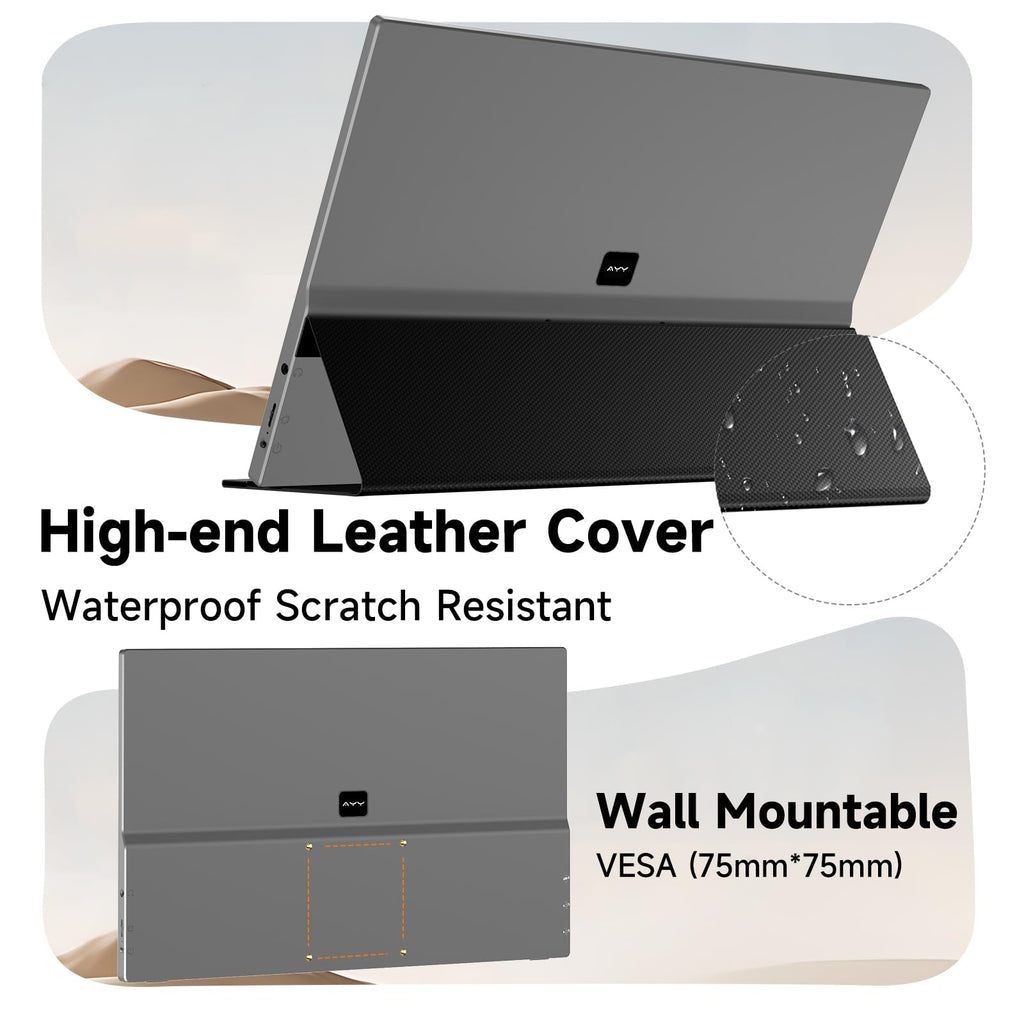 AYY Portable Monitor 15.6inch 1080P FHD, USB-C HDMI Computer Display, HDR IPS Gaming Monitor w/Premium Smart Cover & Screen Protector, Dual Speakers, for Laptop PC MAC Phone PS4 Xbox Switch, Grey