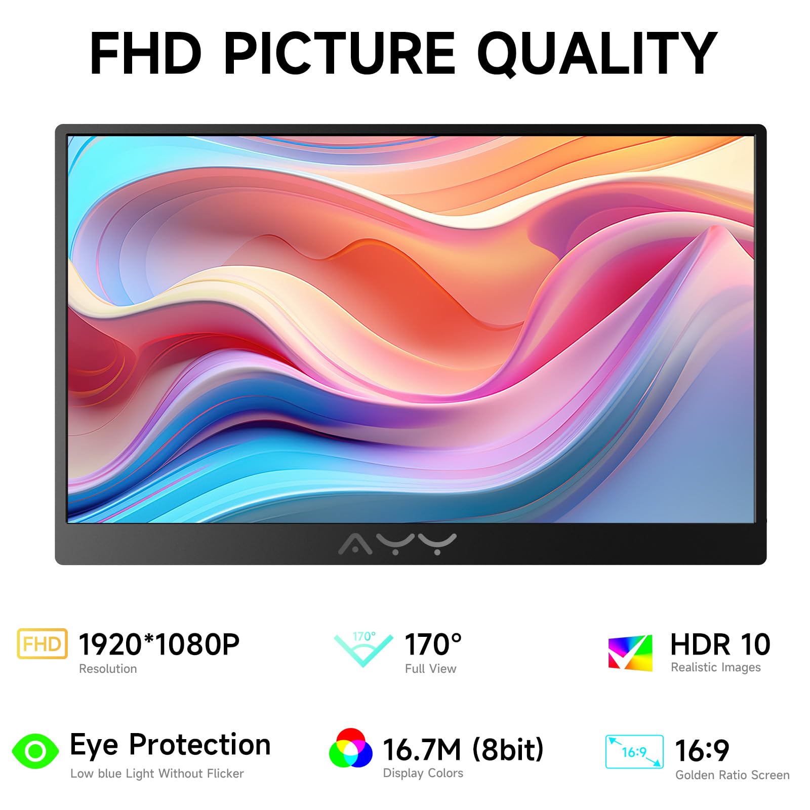 AYY Portable Monitor for Laptop 15 Inch, FHD 1080P USB-C HDMI Travel Monitor External for Computer