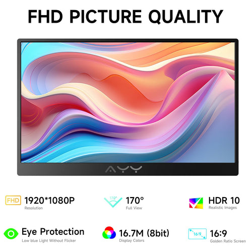 AYY Portable Monitor for Laptop 15 Inch, FHD 1080P USB-C HDMI Travel Monitor External for Computer