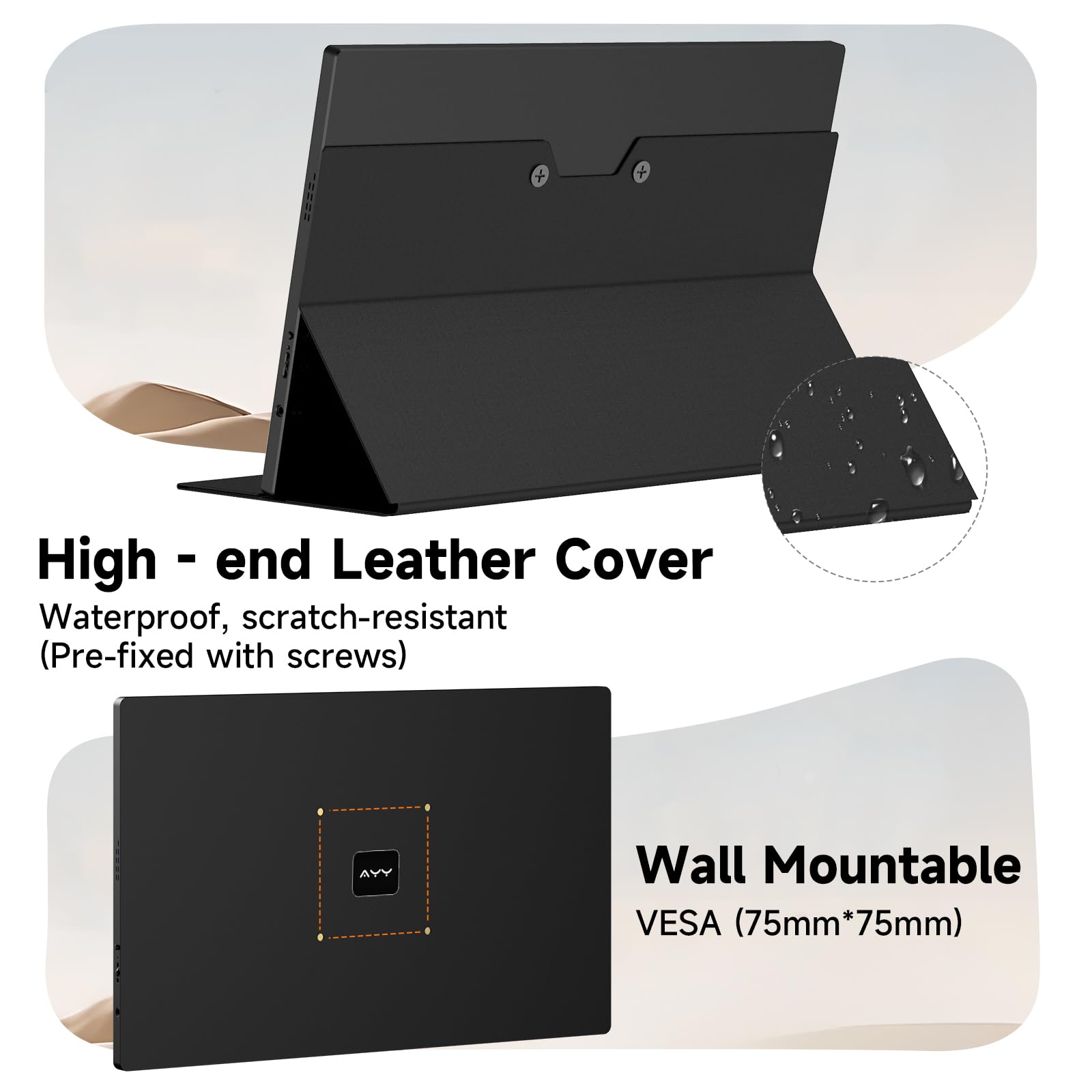 AYY Portable Monitor for Laptop 15 Inch, FHD 1080P USB-C HDMI Travel Monitor External for Computer